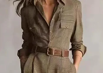 Stylish Vintage Plaid Jumpsuit for Women Perfect for Autumn Layering