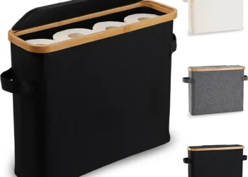 Discover the Ultimate Space-Saving Bamboo Toilet Paper Holder with Lid for Neat Bathrooms